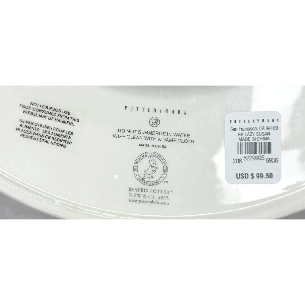 Pottery Barn Beatrix Potter Peter Rabbit Lazy Susan w/ Trays *Read Descrip*